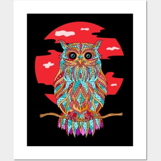 Owl in the Blood Moon Posters and Art